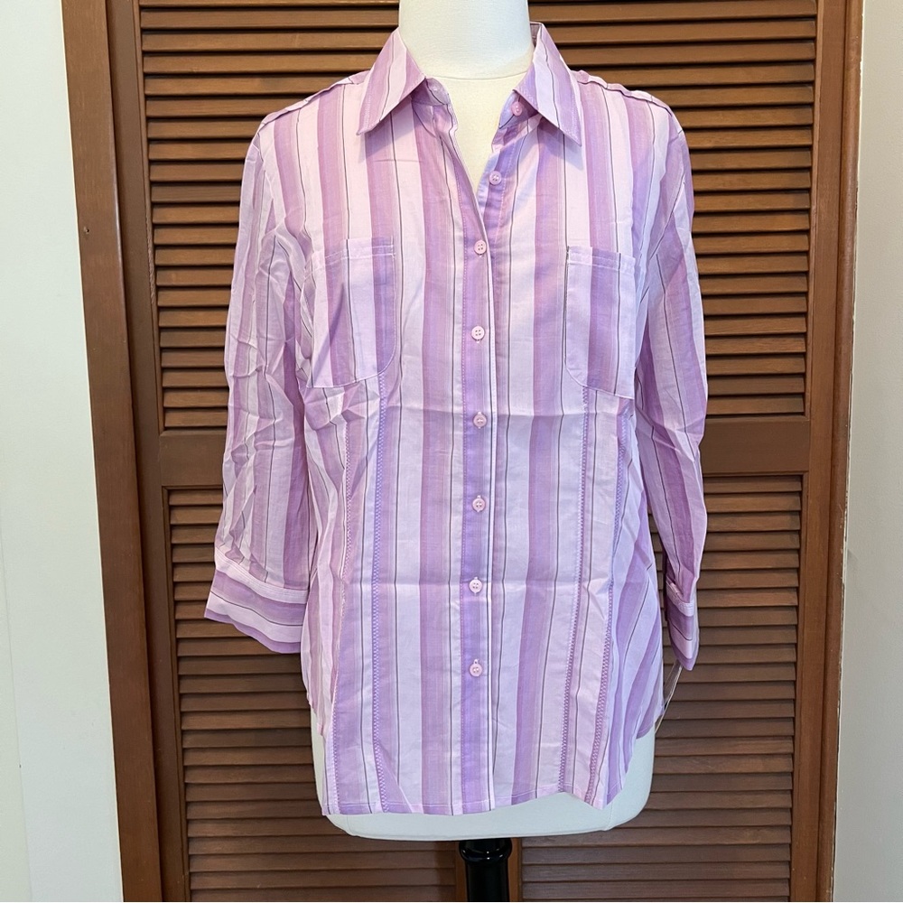 Style & Co. purple stripe button down shirt 16 NWT
